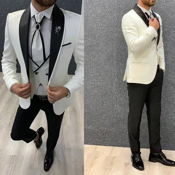 Мужской костюм нового стиля, 3 предмета, блейзер, брюки, одноместный, сшитый на заказ, деловая официальная рабочая одежда, свадебный костюм жениха Плюс размер Homme