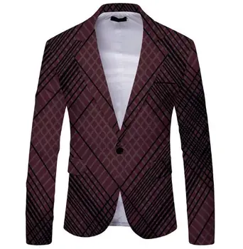 Мужской пиджак с геометрическим рисунком и длинными рукавами в новом стиле, повседневный хлопковый пиджак на одной пуговице, пальто ABB405