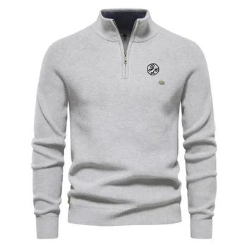 Мужской свитер для гольфа, новый роскошный повседневный брендовый пуловер с длинным рукавом и круглым вырезом, модный брендовый вязаный свитер, куртка