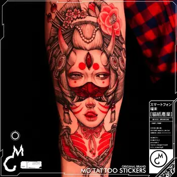 Мультяшная наклейка Ukiyoe Girl Ninja, Стойкая Поддельная татуировка для женской мужской руки, Сексуальная Гейша, Временная татуировка, Искусственная татуировка, водонепроницаемая