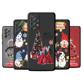 Мягкий чехол для Samsung Galaxy A32 A22 A52S A34 A14 A24 A73 A12 A53 5G A11 A23 A41, Черные Чехлы для телефона, Рождественская Елка, Маленький Снеговик