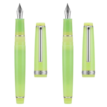 Набор для письма Jinhao 82 Resin Fountain Pen EF & F Nibs из 2 ПРЕДМЕТОВ с Конвертером Чернил, Прозрачный Зеленый с Серебряным Зажимом