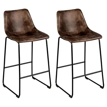Набор из 2 барных стульев, обитых искусственной замшей, кухонный обеденный стул с металлической ножкой