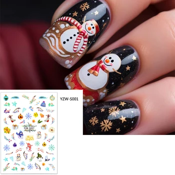 Наклейки для ногтей в виде снежинок, белые рождественские дизайны, самоклеящиеся наклейки, Новогодние украшения из зимней гелевой фольги