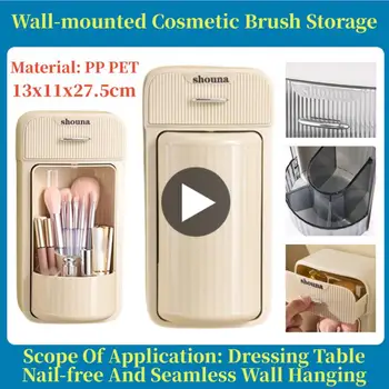 Настенный Держатель кисточки для макияжа, Косметический органайзер для ванной комнаты, Вращающаяся на 360 ° Подставка для хранения губной помады, ватных дисков для ухода за кожей