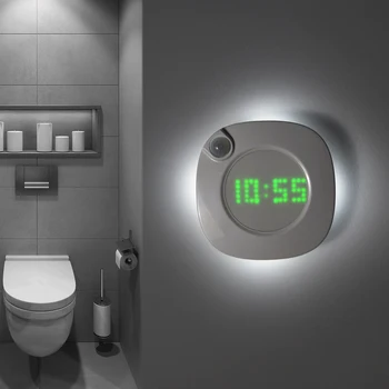 Настенный светильник с датчиком движения, заряжаемый через USB, Магнитный светодиодный ночник с часами для ванной Комнаты, спальни, коридора, декоративного освещения в помещении