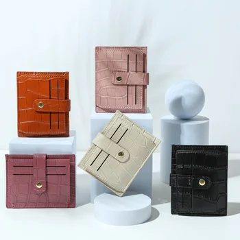 Новая нишевая дизайнерская сумка для карт, кошелек для монет, кошелек с несколькими картами, женский ins, карамельный цвет, крокодиловое зерно, мелкий свежий