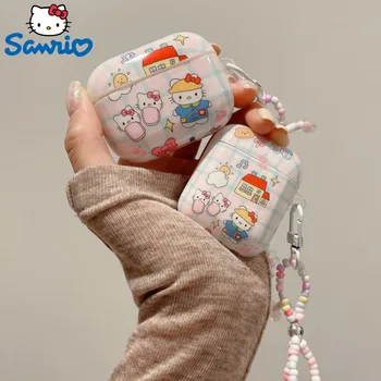 Новая Розовая Клетчатая Цепочка Sanrio Hello Kitty Airpods Чехол Для Airpods 1 2 3 Поколения Pro Pro2 Trendy Shell Wireless Blutooth Cover