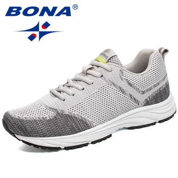 Новое поступление BONA Мужские кроссовки популярного стиля для прогулок на открытом воздухе Удобные кроссовки Спортивная обувь на шнуровке для мужчин