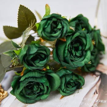 Новые Искусственные цветы с 8 головками, Шелковый Пион, Зеленый, красный, Розовый, искусственный цветок Розы Для украшения свадебного стола, букета для вечеринки в комнате