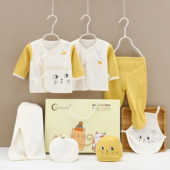 Новые комплекты одежды для новорожденных, хлопковая одежда для мальчиков, костюмы для девочек, мультяшная новорожденная девочка 0-3months