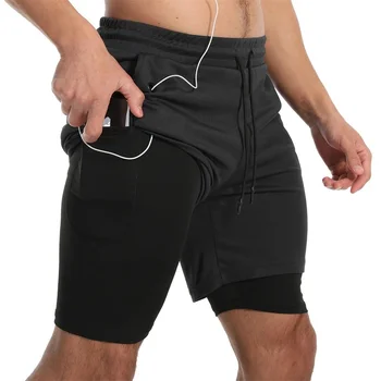 НОВЫЕ летние мужские спортивные шорты многофункциональные шорты для фитнеса Мужские спортивные шорты для бега 2 в 1 Дышащие быстросохнущие спортивные штаны