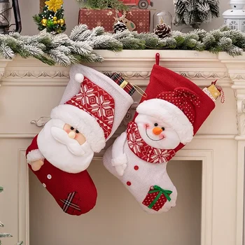 Новые рождественские высококачественные Рождественские носки, вязаная подарочная сумка для старика, подарочная сумка для рождественского снеговика, большие носки
