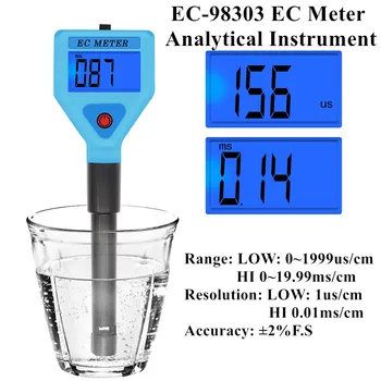 Новый Измеритель EC LED Монитор Качества Воды Тестер высокоточных Бассейнов С Питьевой Водой Аквариумы 0 ~ 1999us/cm 0 ~ 19.99ms/cm EC скидка 40%
