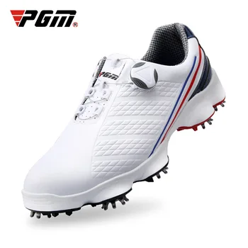 Обувь для гольфа PGM, мужская удобная ручка, мужская обувь для гольфа с пряжкой, водонепроницаемые кроссовки на широкой подошве, нескользящие шипы для ногтей XZ107