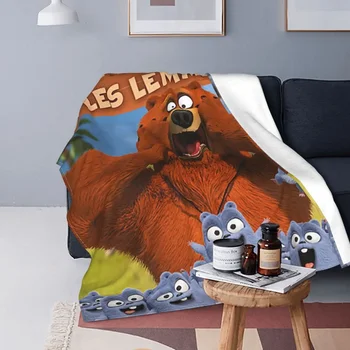 Одеяла Grizzy И The Lemmings из флиса, всесезонный Медведь, Аниме, Портативные ультрамягкие пледы для дома, коврик для спальни