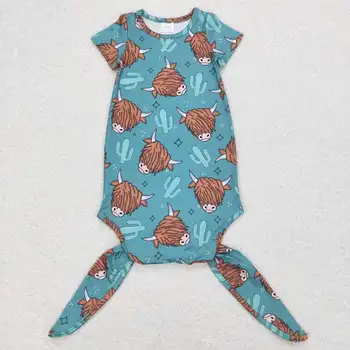 оптовая горячая распродажа новорожденного малыша для детской одежды Alpine cactus green, ночная рубашка с короткими рукавами, бутик детского халата