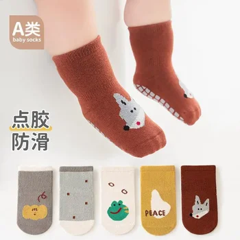 Осенние носки в пол, детские клеевые нескользящие детские носки без косточек, носки для малышей, хлопок класса А, теплые и сладкие