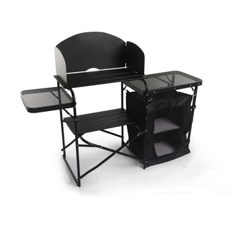 Открытый Передвижной Кухонный комбинированный стол с ветрозащитной сеткой для кемпинга, пикника, барбекю, кухонной станции Съемный