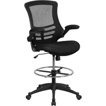 Офисное кресло с задней спинкой и регулируемой петлей для лодыжек, с подлокотниками и откидывающимися подлокотниками, изготовленное из дышащей сетки