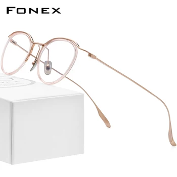 Очки из ацетата и титана FONEX, мужские Винтажные Круглые очки большого размера по рецепту, Женские Очки, Очки DTX131