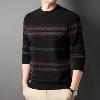 Первоклассный новый модный бренд, роскошный Дизайнерский вязаный пуловер в полоску, Корейский Модный Мужской джемпер, свитер, повседневная Мужская одежда
