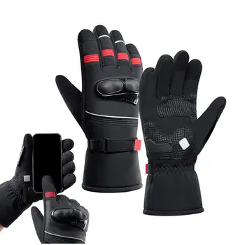 Перчатки для езды на мотоцикле, Зимние велосипедные перчатки, теплые перчатки, ветрозащитные тепловые перчатки для холодной погоды, водонепроницаемые перчатки для верховой езды