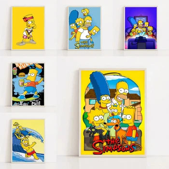 Плакаты для декора стен, мультяшные картины S-Simpsoning для спальни, декоративная живопись, холст для дома и украшения, плакат для комнаты