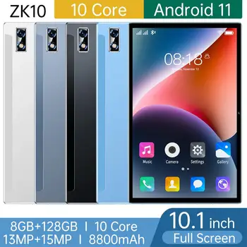 Планшетный ПК ZK10 с 10,1-дюймовым HD-экраном Android 11 Оперативная память: 6/8/12 ГБ-Встроенная память: 128/256/512 ГБ Поддержка GPS + WiFi Двойная карта 8800 мАч Глобальная версия