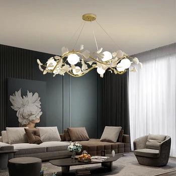 Подвесные Люстры Nordic LED, Креативные Стеклянные Подвесные светильники Ginkgo Ball Для гостиной, кухни, Лофта отеля