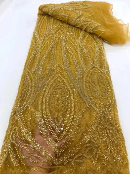 Популярная ткань из бисера с вышивкой пайетками, африканское нигерийское кружево, французская сетчатая пряжа, кружево для вечернего платья, свадебное платье XC