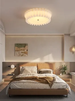 Потолочный светильник для спальни во французском кремовом стиле, круглый комнатный светильник полного спектра, теплый и элегантный дом
