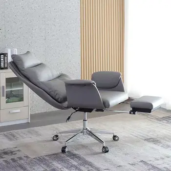 Простое офисное кресло в современном деловом стиле, Компьютерный зал, Эргономичное Вращающееся кресло, кресло для домашнего кабинета, Кожаное кресло на роликах
