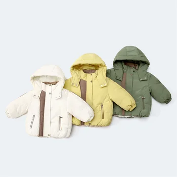 Пуховик для мальчиков, куртка, хлопковая верхняя одежда, Ветрозащитный кардиган 2023, Утепленный бархат, зимний Теплый Рождественский подарок, детская одежда