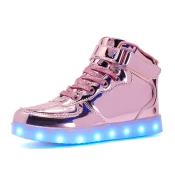 Размер 25-46 Корзина для USB-зарядного устройства, светодиодная детская обувь с подсветкой, детские повседневные кроссовки для мальчиков и девочек, красовки с подсветкой, светящиеся кроссовки