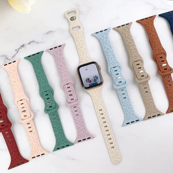 Ремешок для Apple Watch Band 44мм 40мм 45мм 49мм 41мм 38мм Силиконовый Спортивный браслет iwatch series 9 7 6 5 4 se 8 ultra 2