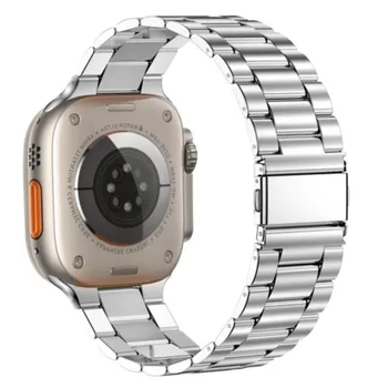 Ремешок из нержавеющей Стали для Apple Watch band 44 мм Ultra 2 45 мм 49 мм 40 мм 38 мм 41 мм Металлический Браслет iWatch series 9 8 7 6 5 4 3 SE