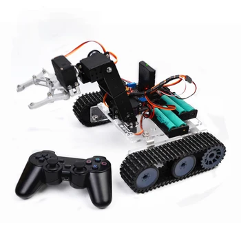 Роботизированная Рука 4 Dof с Радиоуправляемым Танком Для Arduino Robot DIY Kit Акриловый Танк Дистанционного Управления Ps2 MG996 Robot Arm Программируемый Робот-Автомобиль