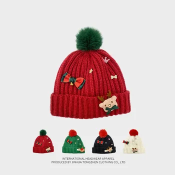 Рождественская вязаная шерстяная шапка Санта Клаус Мужская Женская холодная шапка Пуловер Шапка осень Зима Теплая эластичная шапка для взрослых