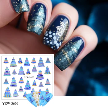 Рождественские наклейки для ногтей Слайдер с рисунком Снеговика Лося Рождественской елки Маникюрные Аксессуары Для украшения ногтей
