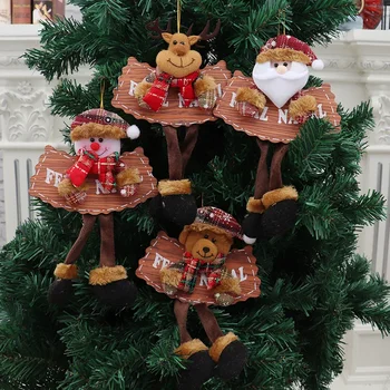 Рождественские украшения Рождественская елка с буквами, Деревянная тарелка, Маленькая подвеска, Старик, Снеговик, камин, Подвесные украшения на окне