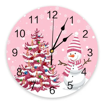 Рождественский Зимний Снеговик, Розовые настенные часы в спальне, Большая Современная кухня, столовая, Круглые настенные часы, Часы для гостиной, Домашний декор
