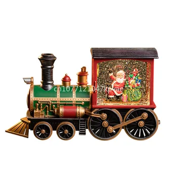 Рождественский поезд, светящиеся украшения, украшения Санта-Клауса, музыкальная шкатулка, поезд, украшения старика, Рождественские подарки.