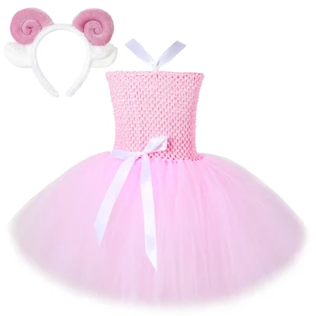 Розовое платье-пачка из овечьей шерсти для маленьких девочек, костюмы животных на Хэллоуин для детей, платья принцессы на день рождения, Тюлевая одежда для малышей