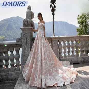 Романтический халат невесты с вырезом сердечком, Блестящее свадебное платье с 3D цветами и пайетками, Элегантное свадебное платье на шнуровке с открытыми плечами