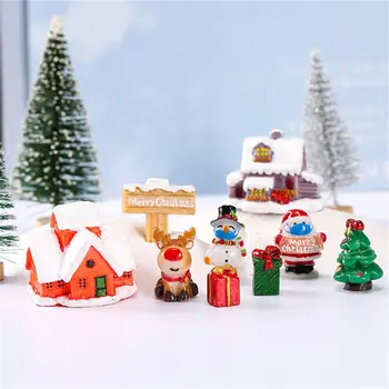 Садовые принадлежности, поделки своими руками, Рождественская елка, Подарочная коробка со Снеговиком, Украшение для дома, Мини-замок, Рождественский дом, Микроландшафт, декор для кукольного домика