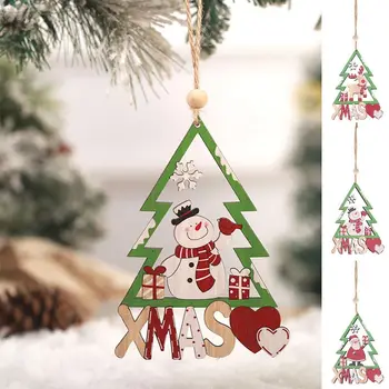 Санта Клаус Деревянный Пожилой Кулон Винтажный Снеговик Лось Рождественская Елка Кулон Маленький Подвесной Новый Год