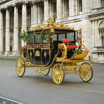 Свадебная электрическая карета, запряженная лошадьми, Королевская скульптура золотого цвета, популярные кареты в продаже
