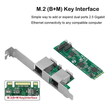 Сетевая карта M.2 с двумя портами 2.5G Ethernet NIC, 2 порта RJ45 B Key и M Key, чипсет RTL8125B со скоростью 2500 Мбит/с для игр
