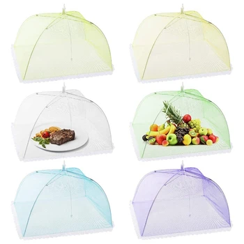 Сетчатый чехол для еды, 6 упаковок, складной красочный зонт-палатка, защищающий от мух, жуков, комаров, отличный отдых на природе, пикники